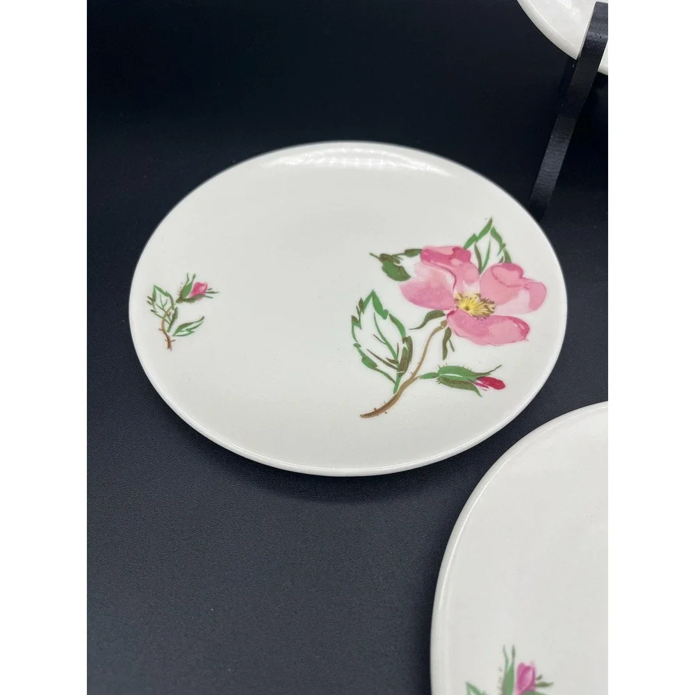 Knowles China Sweetbriar Bread and Butter Plate Set 6 Pieces Pink Roses Dinner